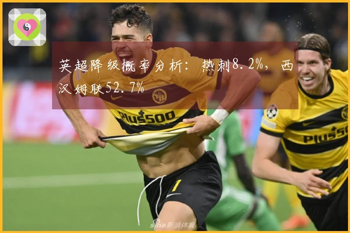 英超降级概率分析：热刺8.2%，西汉姆联52.7%